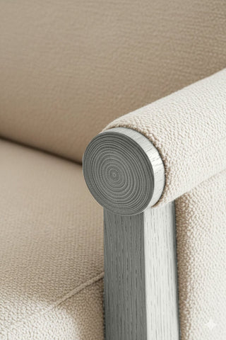 Close-up of Vanilla Fog premium wood stain on a wooden chair frame