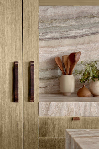 Cabinet doors finished with Smokey Beech premium wood stain