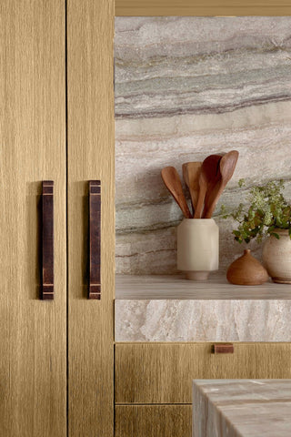 Kitchen cabinets stained with Golden Wheat premium non-toxic Zero VOC wood stain