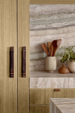 Kitchen cabinets stained with Whipped Honey premium non-toxic Zero VOC wood stain