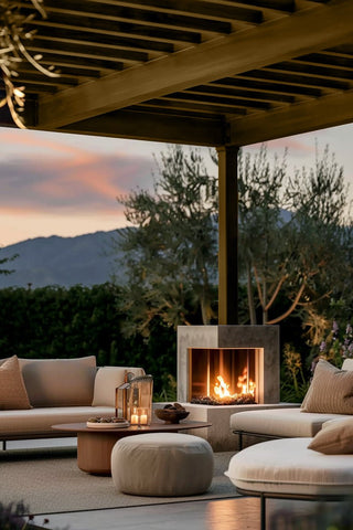 Outdoor pergola stained with Dune Dust premium wood stain