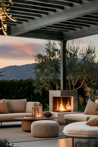 Outdoor pergola stained with Silver Moon premium wood stain