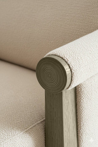 Close-up of Cinder Fawn premium wood stain on a wooden chair frame
