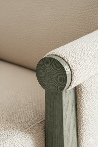 Close-up of Opulent Taupe premium wood stain on a wooden chair frame