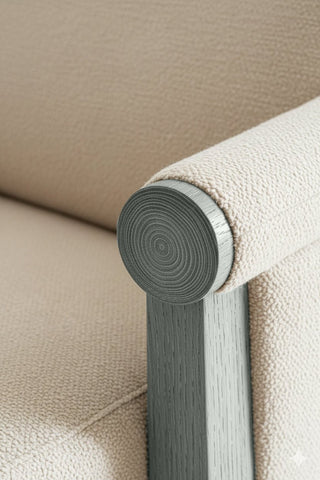 Close-up of Platinum Pine premium wood stain on a wooden chair frame
