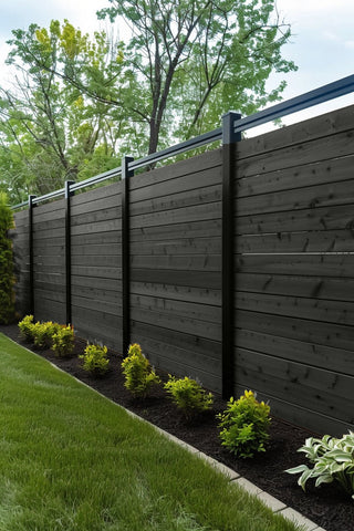 Wood privacy fence stained with 444 premium wood stain